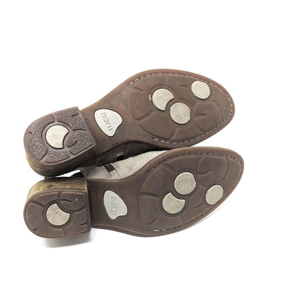 Born Shoes Womens 6.5 Boots Monikah Gray Leather Ankle Zip Booties Boho Western - Picture 7 of 9